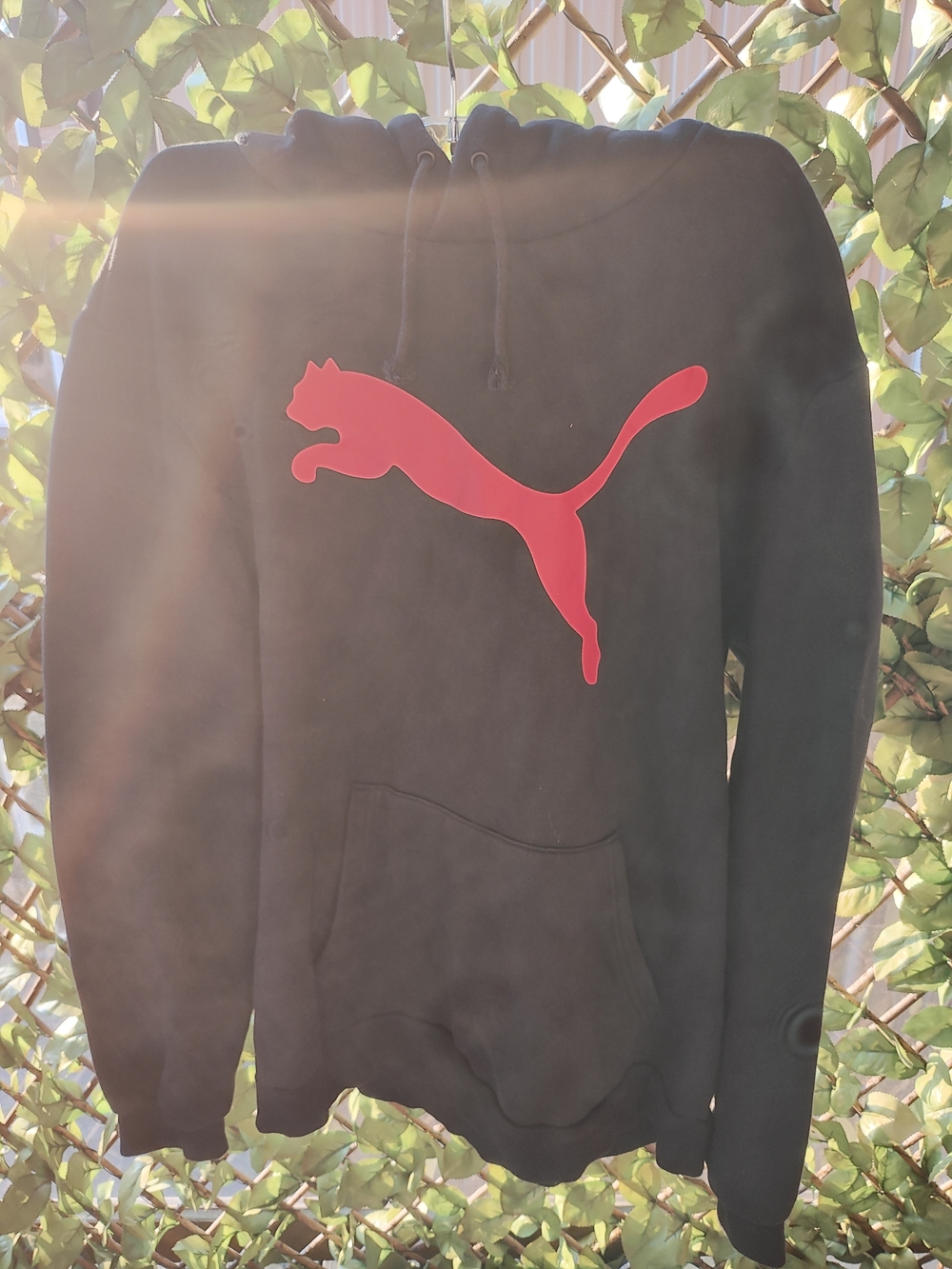 Puma Black Hoodie with Large Red Puma Logo